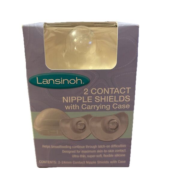 Lansinoh Contact Nipple Shields 2 Ct w/ Protective Case Size 2 24mm Silicone - Picture 1 of 6